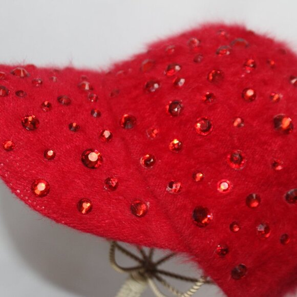 Rabbit Fur with Red Rhinestones Baseball Cap - Picture 5 of 11